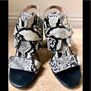 French Connection leather faux snake print sandals